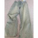 Punk Gothic Alternative Multi-Pocket Washed Out Black Jeans Pants Unisex Flared Wide Leg Pants