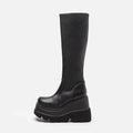 Goth Punk Knee High Platform Wedge Black Women's Boots