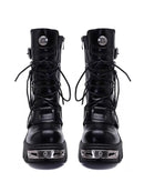 Metal Motorcycle Punk Goth Unisex Thick Soled Bike Boots