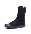Goth Punk Alternative Emo Canvas High Top Lace Up Zipper Women's Flat Boots Shoes