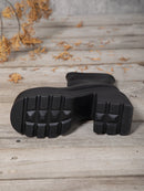 Goth Punk Emo Alternative Square Toe Zipper Heels Thick Sole Short Ankle Women's Boots