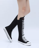 Goth Punk Alternative Emo Canvas High Top Lace Up Zipper Women's Flat Boots Shoes