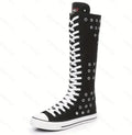 Goth Punk Alternative Emo Canvas High Top Lace Up Zipper Women's Flat Boots Shoes