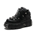 Punk Goth Women's Lace-up Platform Shoes Woman  Metal Decor Boot Shoes