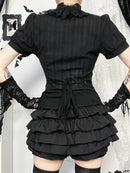 Goth Punk Vintage Dark Puff Sleeve Lace Women's Blouse Shirt