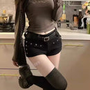 Goth Punk Emo Summer Black Denim Low Waist Women's Shorts