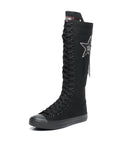 Goth Punk Alternative Emo Canvas High Top Lace Up Zipper Women's Flat Boots Shoes