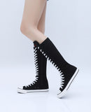 Goth Punk Alternative Emo Canvas High Top Lace Up Zipper Women's Flat Boots Shoes