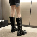 Goth Punk Motorcycle Platform Knee High Black Brown Women's Boots