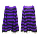 Striped Thin Streetwear Punk Gothic Hollow Out Hole Broken Jumper Long Unisex Sweater