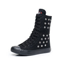Goth Punk Alternative Emo Canvas High Top Lace Up Zipper Women's Flat Boots Shoes