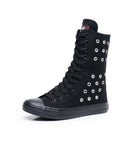 Goth Punk Alternative Emo Canvas High Top Lace Up Zipper Women's Flat Boots Shoes