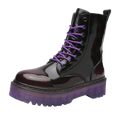 Goth Punk Alternative Ankle Motorcycle Purple & Black Boots
