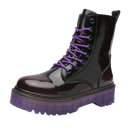 Goth Punk Alternative Ankle Motorcycle Purple & Black Boots