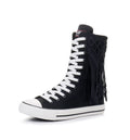 Goth Punk Alternative Emo Canvas High Top Lace Up Zipper Women's Flat Boots Shoes