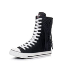 Goth Punk Alternative Emo Canvas High Top Lace Up Zipper Women's Flat Boots Shoes