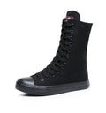 Goth Punk Alternative Emo Canvas High Top Lace Up Zipper Women's Flat Boots Shoes