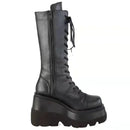 Women's Punk Goth Combat Military Short Black Platform Boots