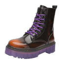 Goth Punk Alternative Ankle Motorcycle Purple & Black Boots