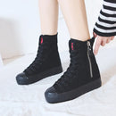 Women's Chuck Style Canvas Lace Up Zip Up Baseball Sneakers Boots Flats Shoes