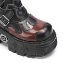 Goth Punk Emo Heavy Motorcycle Mid Calf Wedge Platform Pattern Women's Boots