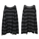 Striped Thin Streetwear Punk Gothic Hollow Out Hole Broken Jumper Long Unisex Sweater