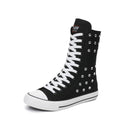 Goth Punk Alternative Emo Canvas High Top Lace Up Zipper Women's Flat Boots Shoes