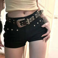 Goth Punk Emo Summer Black Denim Low Waist Women's Shorts