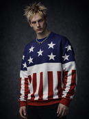 American Flag Sweatshirt - Stars & Stripes Graphic Crewneck - Firestarter Edition - Unisex Streetwear
