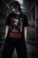 Punk Goth No Future Signal Graphic Black Cotton T-Shirt