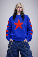 Young Savage Smashing Electric Blue Star Alternative Punk Sweatshirt
