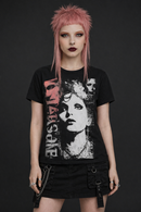 Punk Goth Emo Pop Art Collage Print On Black Cotton Unisex T-Shirt
