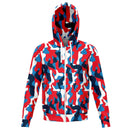 Red Blue Camouflage Zip Up Hoodie - G Hatch Clothing 