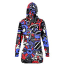 Crazy Cartoon Long Line Hoodie Dress - G Hatch Clothing 