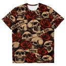 All Over Skull & Rose Bites Pattern Alternative Streetwear T-Shirt - Young Savage  