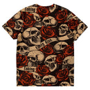 All Over Skull & Rose Bites Pattern Alternative Streetwear T-Shirt - Young Savage  