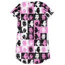 Women's E-Girl Punk Goth Face Patchwork Print Harajuku T-Shirt Dress