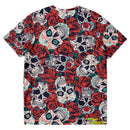 All Over Skull & Rose Pattern Alternative Streetwear T-Shirt - Young Savage  