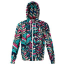 Colourful Leaves Print Athletic Zip Up Hoodie - G Hatch Clothing 