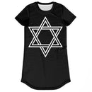 Women's Punk Goth Star Of David Israel Sioux Style T-Shirt Dress