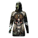 Native American Skull Athletic Hoodie Dress - G Hatch Clothing 
