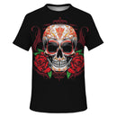 Sugar Skull Roses Design T Shirt - G Hatch Clothing 
